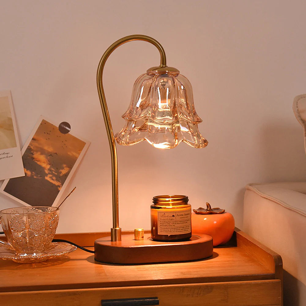 Vintage Flower Shape Candle Aromatherapy Glass Table Lamp