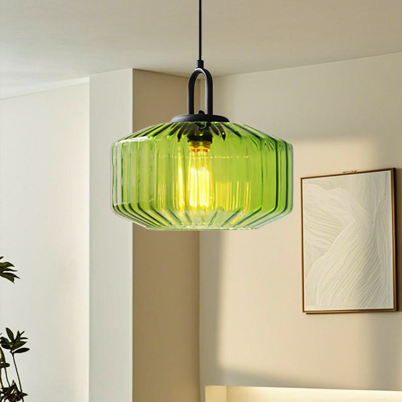 Nordic Modern Vintage Striped Glass Pendant Light