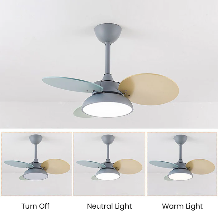 Macaron Colorful Round Ceiling Fan With LED Light