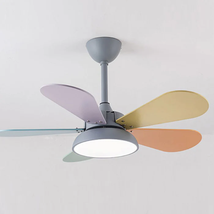 Macaron Colorful Round Ceiling Fan With LED Light