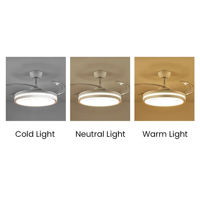 White Metal Remote Control Ceiling Fan With Light