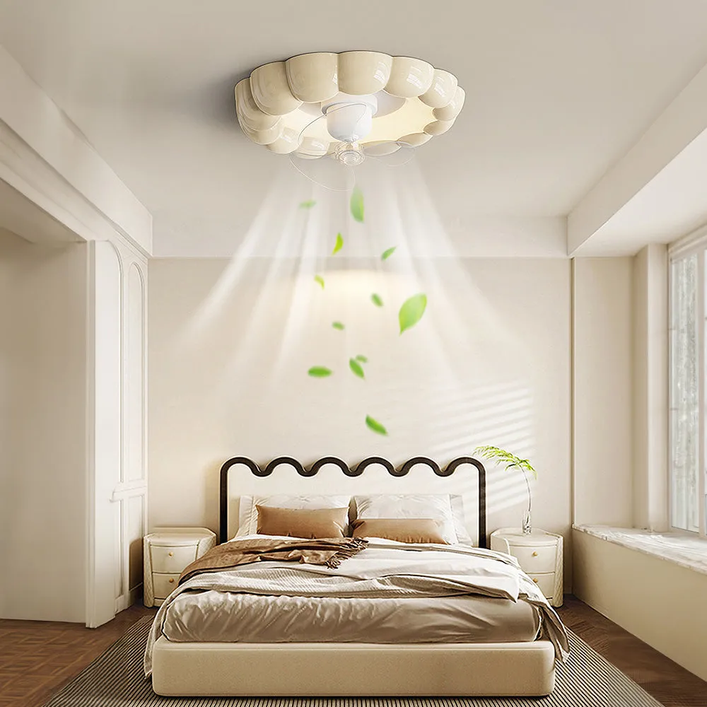 Macaron Simple Stylish Bedroom Ceiling Fan With LED Lights