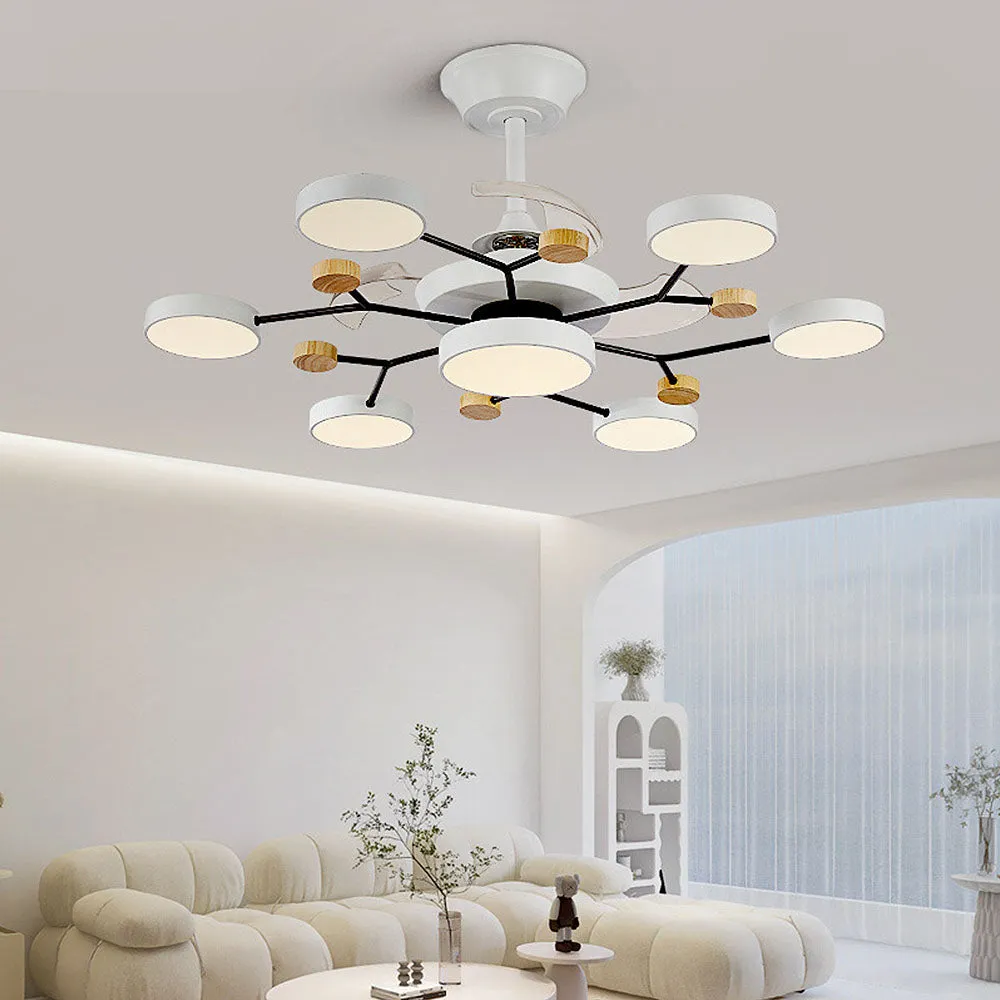Round Metal Led Ceiling Fan Light