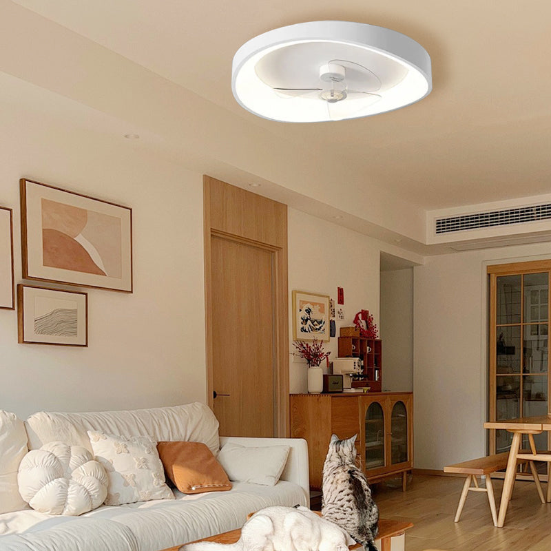 Modern Minimalism White Ceiling Fan With Light
