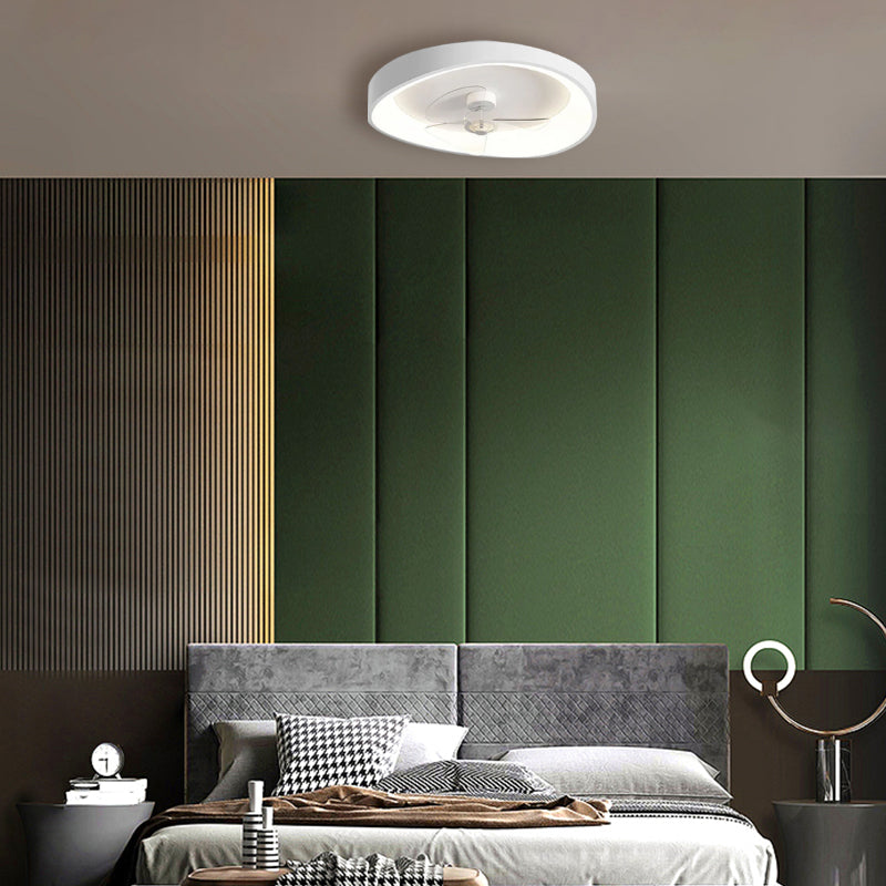 Modern Minimalism White Ceiling Fan With Light