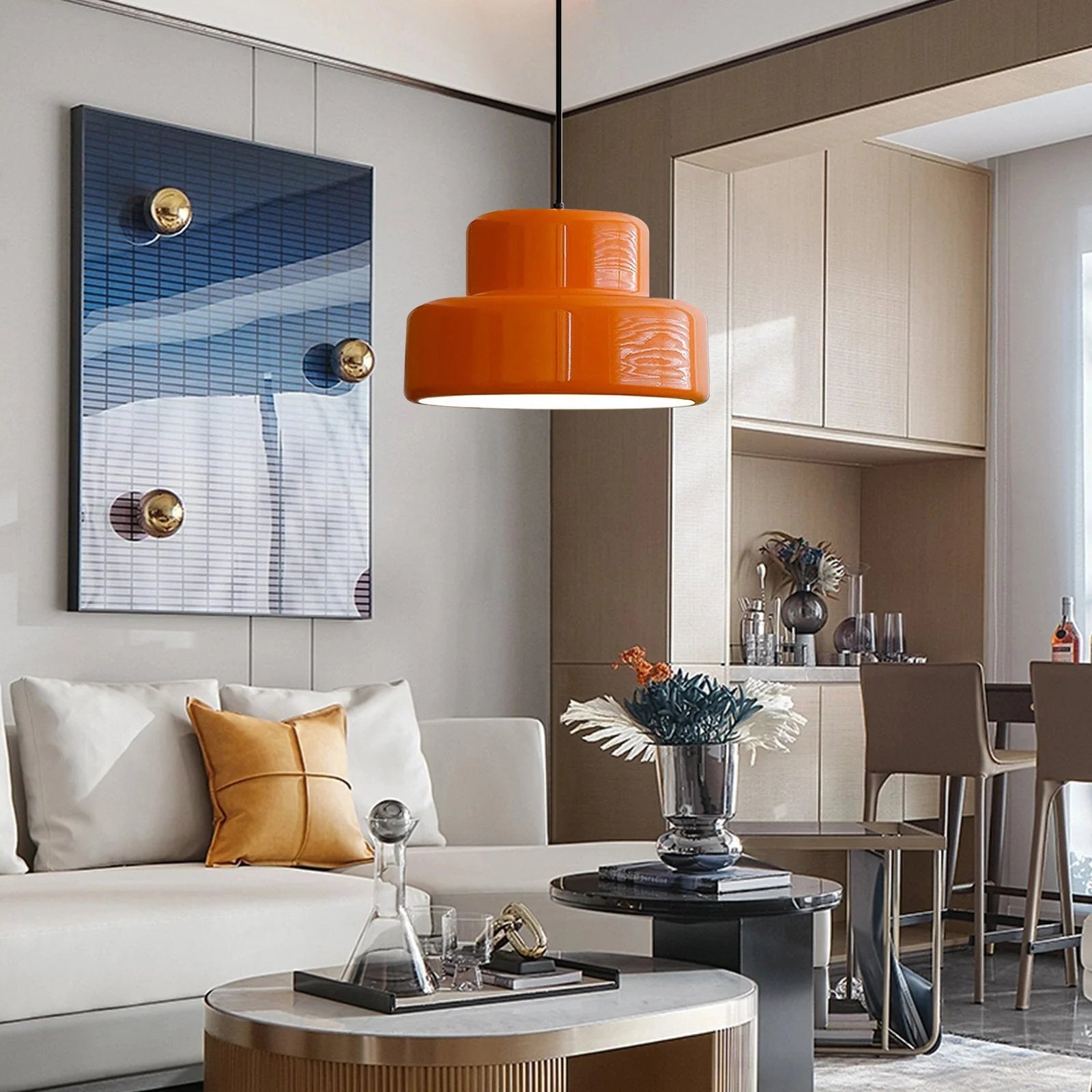 Modern Vintage Bauhaus Orange Pendant Light