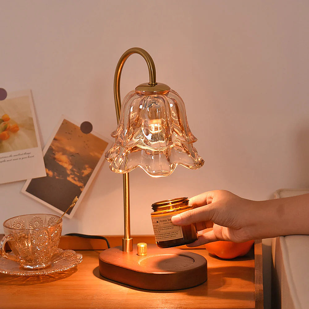 Vintage Flower Shape Candle Aromatherapy Glass Table Lamp