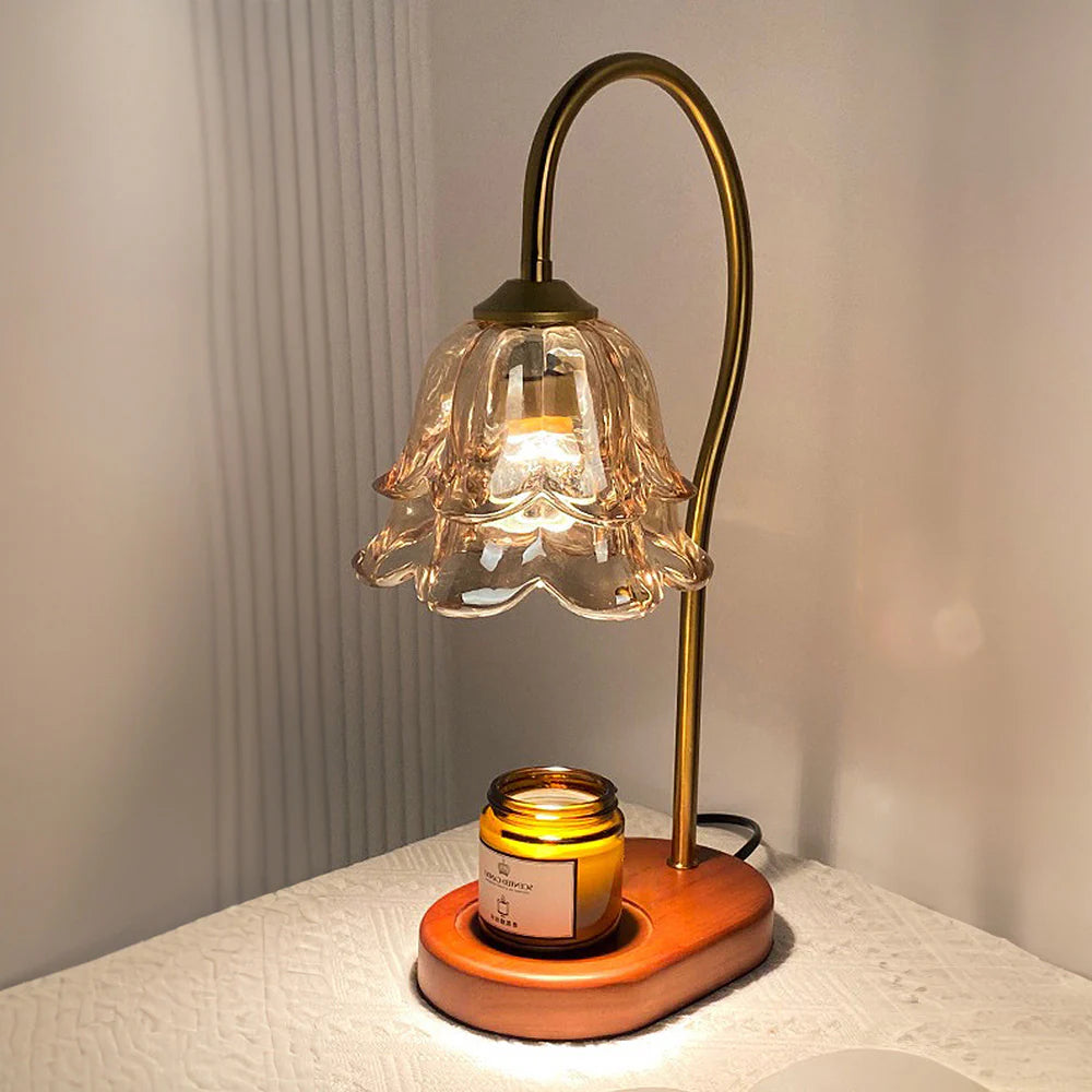 Vintage Flower Shape Candle Aromatherapy Glass Table Lamp