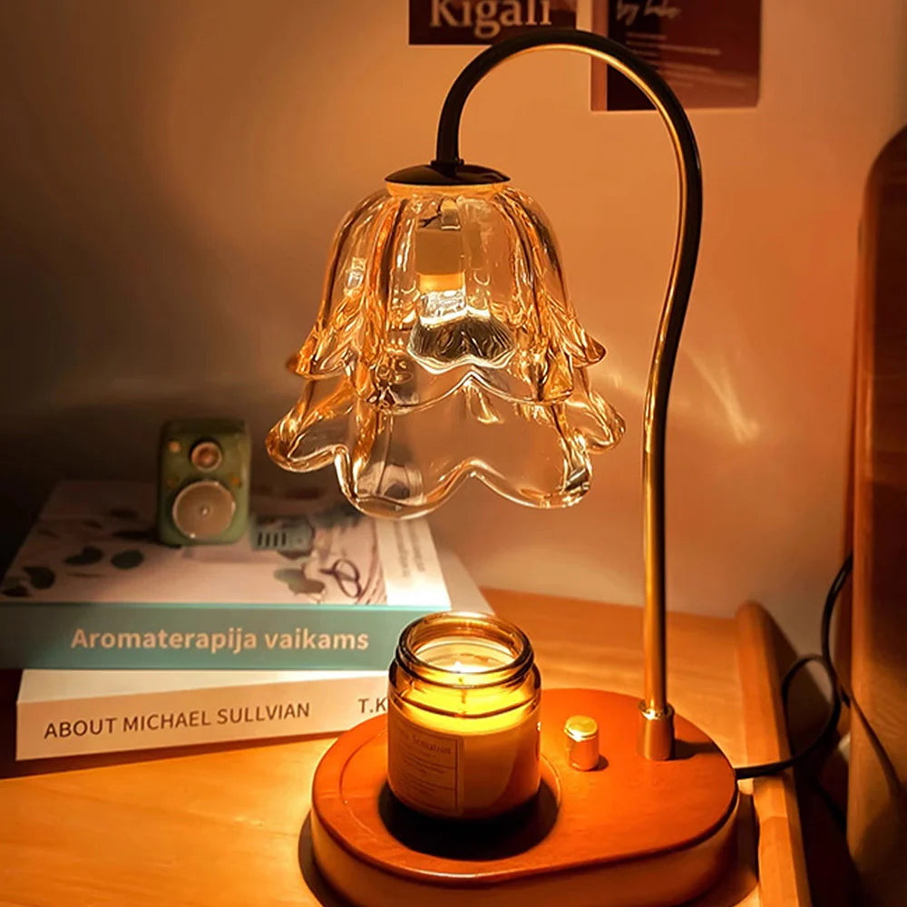 Vintage Flower Shape Candle Aromatherapy Glass Table Lamp