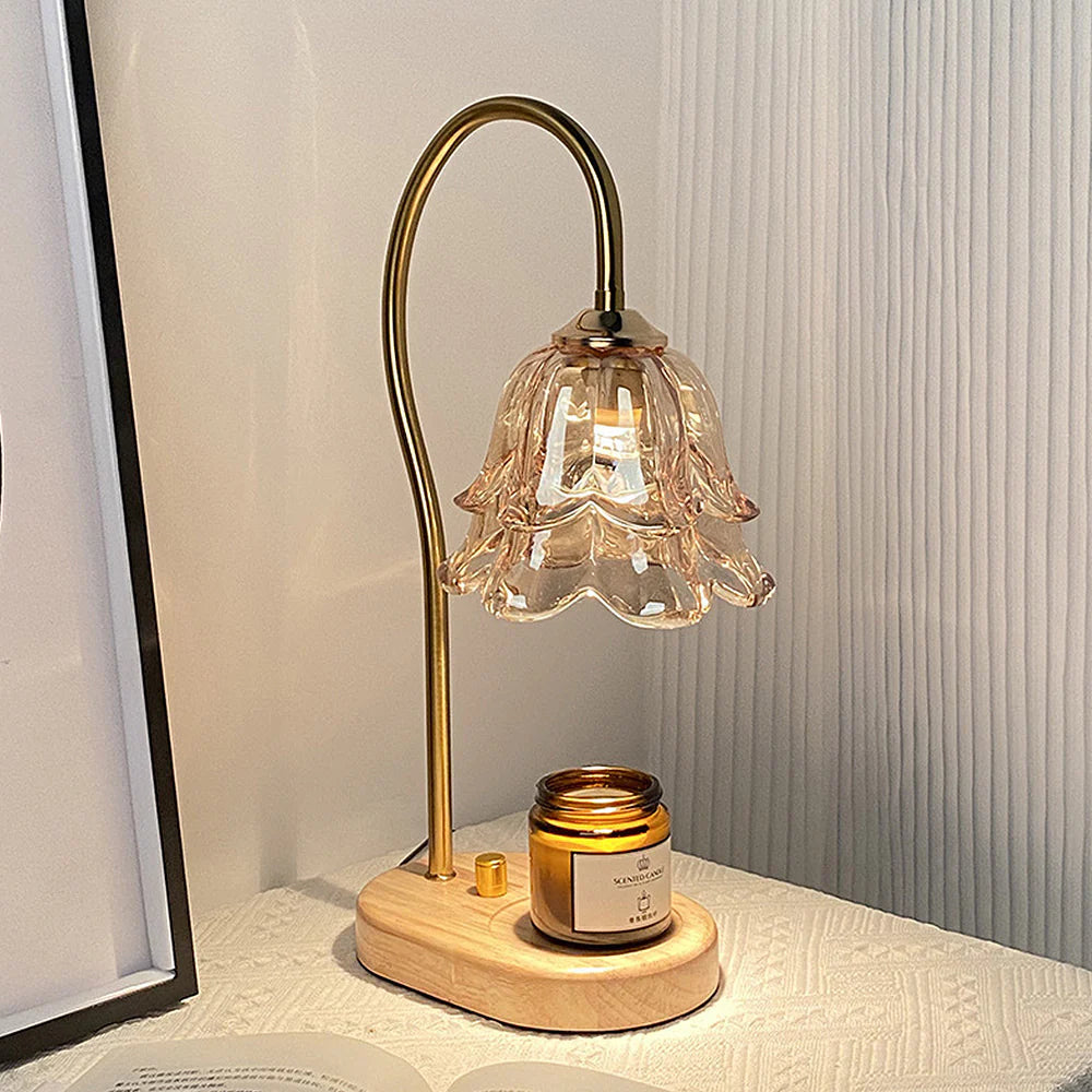 Vintage Flower Shape Candle Aromatherapy Glass Table Lamp