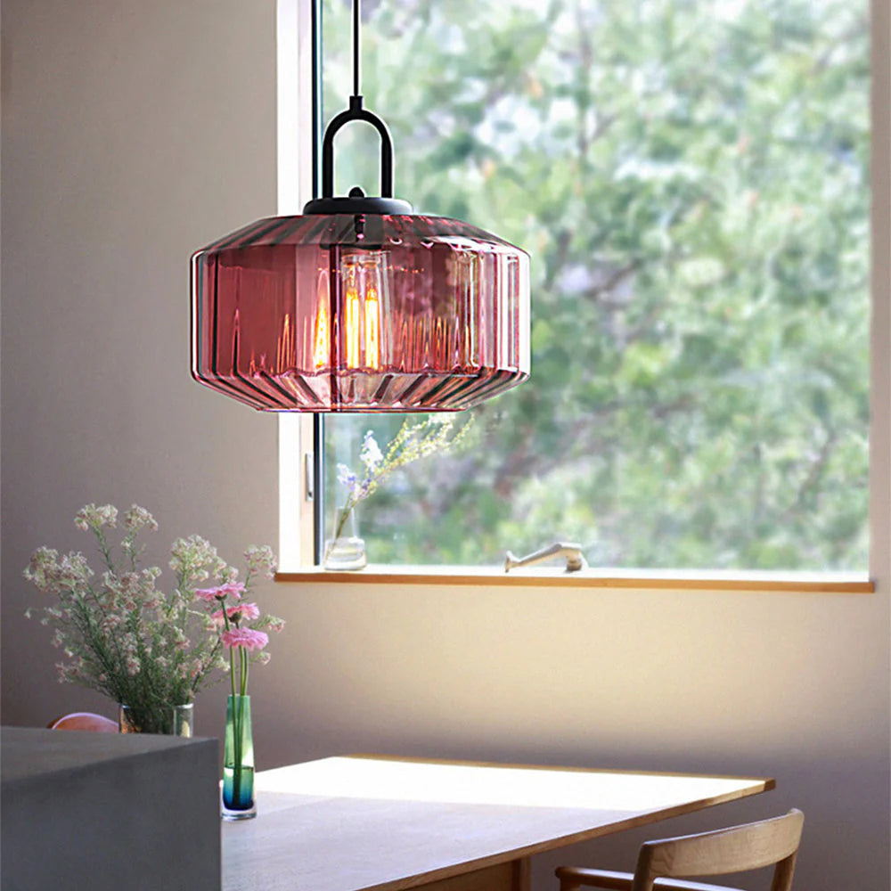 Nordic Modern Vintage Striped Glass Pendant Light